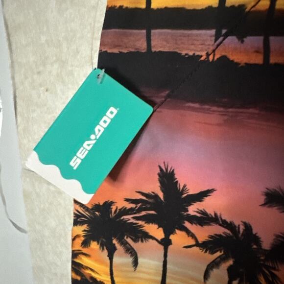 Sea-Doo Board Shorts Women Medium Swim Trunks Palm Trees Beach Sunset NWT - Picture 6 of 8